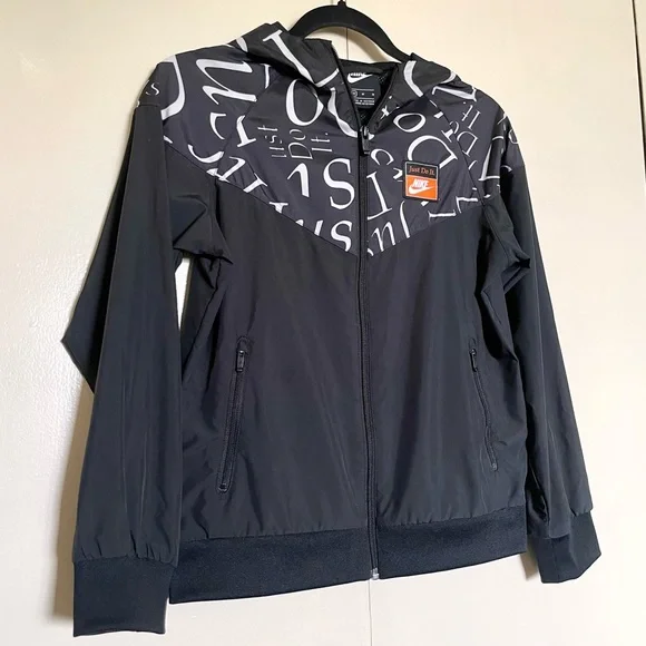 Nike Kids Black White Just Do It Windrunner Jacket - Picture 3 of 6